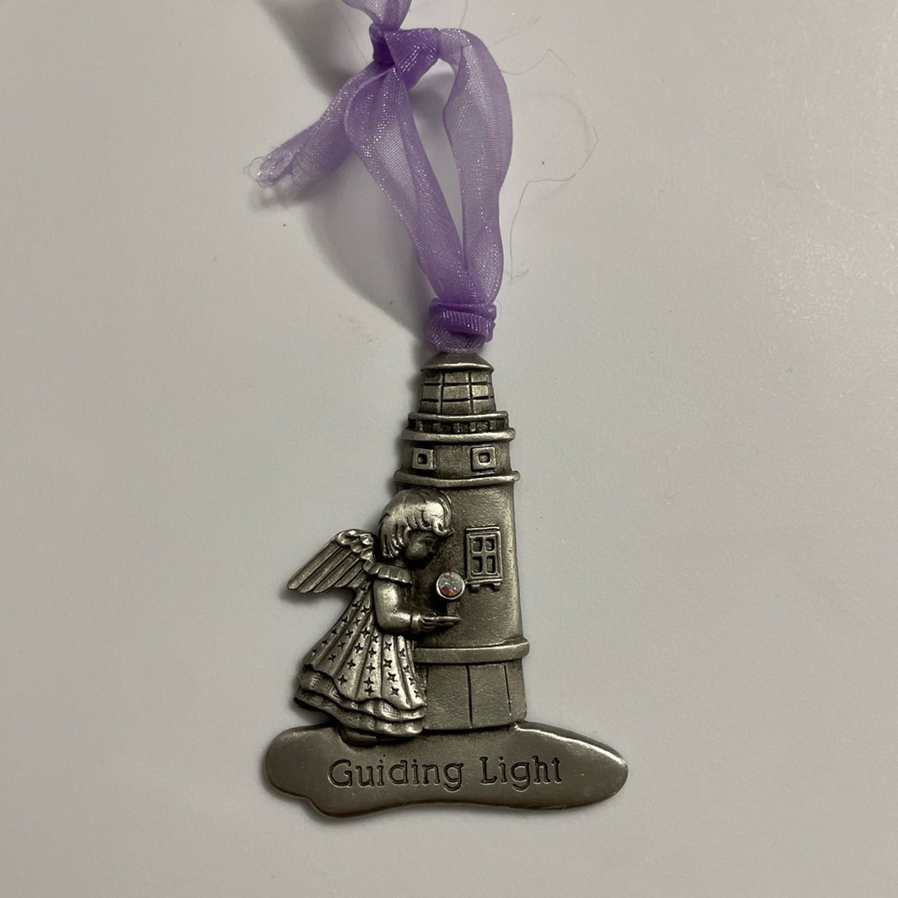 Silver Angel Lighthouse Ornament